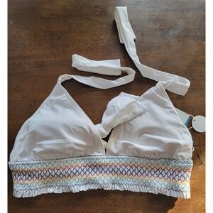 NWTD Bleu Rod Beattie Rouge 6 Solid Banded Halter Triangle Bikini Top 123487
